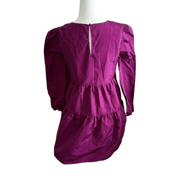 Zara Fuchsia Tiered/Babydoll Dress Medium Tafeta iconic bloggers favourite mini - Picture 11 of 12